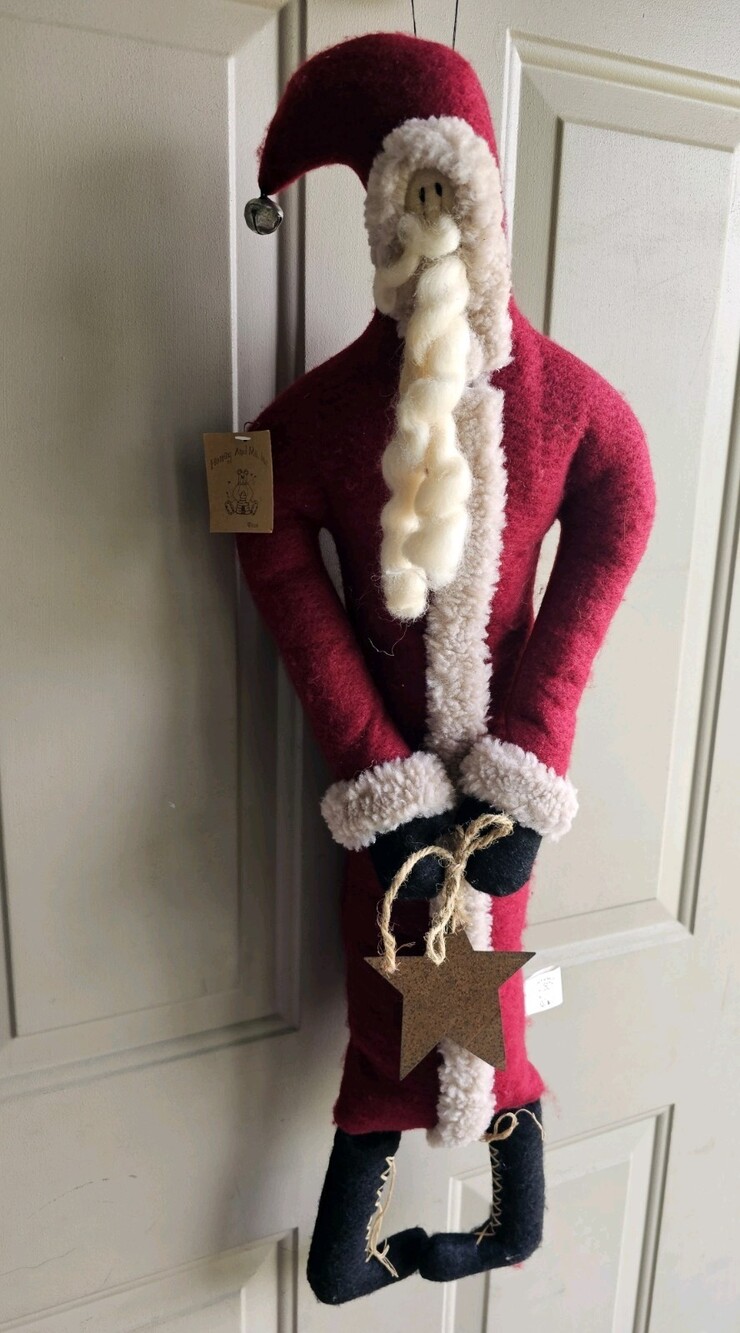 Extremely RARE Primitive Honey & Me Santa 33" Hanging Or Sitter Skinny Rustic